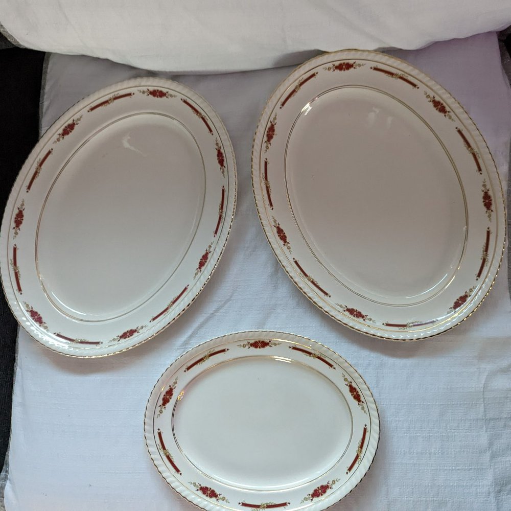 Guilford Maroon Johnson Brothers 14" Serving Platters